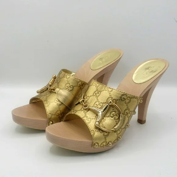 Gucci clog size 9 1/2 NEW COLOR GOLD 100% AUTHENTIC